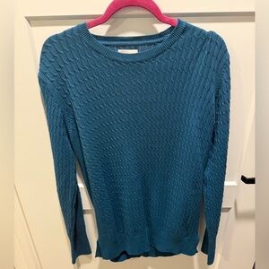 PACT Organic Cotton Sweater Medium Teal Textured Knit Crewneck Pullover